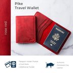 PEGAI Personalized Leather, Passport Holder For Travel | Handmade Passport Wallet Cover Case | Travel Document Holder, Passport Cover for Men, Women, and Family | Pike (Rose)