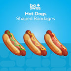 BioSwiss Bandages, Hot Dog Shaped Self Adhesive Bandage, Latex Free Sterile Wound Care, Fun First Aid Kit Supplies for Kids, 24 Count