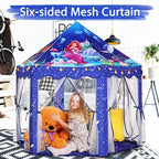 Monobeach Mermaid Princess Tent Girls Blue Large Playhouse Kids Castle Play Tent with Star Lights Gift Toy for Children Indoor and Outdoor Games