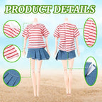 Bencailor 8 Pieces Christmas Doll Clothes for 11.5 Inch Doll Accessories Sweaters Denim Pant Summer Regular Outfit Clothing(Shirt)
