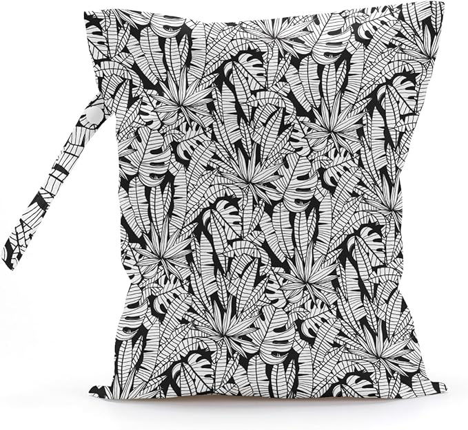 Wet Bag, Wet Dry Bag, Wet Bag for Swimsuit, Travel, Beach, Pool, Diapers, Dirty Yoga Gym Clothes, Makeup Bag, Waterproof Tropical Palm Leaves Decor Jungle Palm Leaf Favors