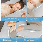 Cute Castle Cooling Cover Pregnancy Pillows, Soft U-Shape Maternity Pillow with Removable Cover - Full Body Pillows for Adults Sleeping - Pregnancy Must Haves - Jumbo 57 Inch - Light Grey