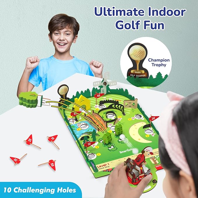 Smartivity Mini Golf Table-Top Game for Kids Ages 6-12 | Build Your Own Golf Course with Mechanical Golfer & 10 Fun Holes | STEM Toy & Birthday Gift for Boys & Girls Ages 6-12