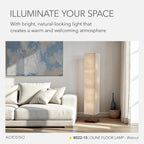 Adesso Three Light Floor Lamp – Natural Wood Base & Adjustable Brightness – Perfect Lighting for Bedroom, Living Room and Corner Decor, White