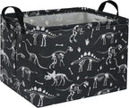HIYAGON Rectangular Dinosaur Basket Empty Cute Storage Bin Organizer Box Dinosaur Room Decor for Books(Black Dinosaurs)
