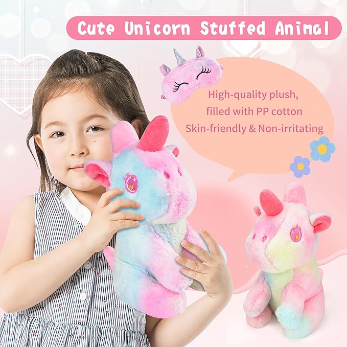 Cherry Tale Unicorn Gifts for Girls Age 6-8, Kids Unicorn Toys Set with Plush Diary Headband Eye Mask Christmas Birthday Gifts for Little Girls Age 4 5 6 7 8 9 10
