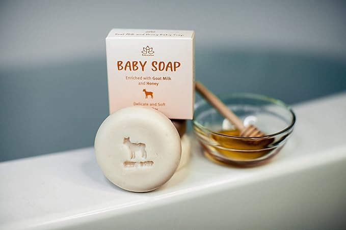 MADE IN USA Baby Soap Bar with Goat Milk and Honey - Naturally Cold Processed from Organic Ingredients - Delicate for Newborn Skin, Gift for babys, Kids, Toddlers and Adults - Handmade in USA