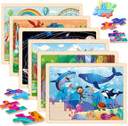 6 Packs Wooden Puzzles for Kids Ages 4-6, 60 Piece Wood Dinosaur Animals Jigsaw Puzzles for Toddlers Ages 3-5, Preschool Educational Learning Toys Gifts for 2 3 4 5 6 7 8 Boys Girls