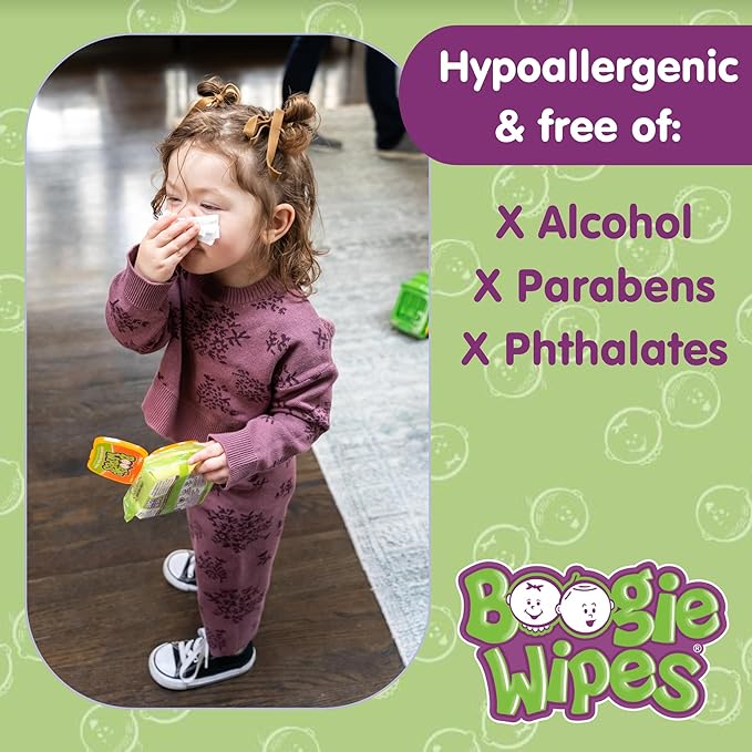 Boogie Wipes Gentle Wet Wipes for Baby and Kids, Face, Hand, Body & Nose, Made with Vitamin E, Aloe, Chamomile and Natural Saline, Fresh Scent, 90 Count