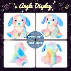 Hopearl LED Musical Stuffed Puppy Lighting Up Singing Plush Toy Adjustable Volume Lullaby Animated Soothe Birthday Festival for Kids Toddler Girls, Rainbow, 10.5''