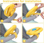 Accmor Stroller Steering Wheel Toy, Pretend Driving Simulated Steering Wheel for Baby Stroller Shopping Carts, Universal Detachable Funny Stroller Shopping Carts Toy Attachment Accessories