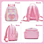 I IHAYNER Kids Glitter Lightweight Backpack for School Travel & Daycare, Toddler Backpack for Girls 3+ Preschool Kindergarten Elementary Kids Backpack-Rainbow Pink S