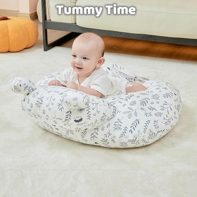 Nursing Pillow for Breastfeeding, Breast Feeding Pillow for Mom Support, Adjustable Waist Strap and Removable Cotton Cover, Leaves