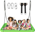 Tree Swing for Kids and Adults, 60" Waterproof Rectangle Platform Swing, 700lbs Heavy Duty with Adjustable Straps, Green