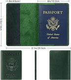 BIAOTIE Premium Leather Passport Holder Covers, Rfid Travel Wallet Passport Document Holder, Travel Essentials Wallet Cover Case for Men and Women (Green)