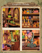 CUTEBEE Book Nook Kit - DIY Miniature House Kit for Beginners, Adults and Teens, Booknook Dollhouse Tiny House Bookshelf Decor 3D Wooden Puzzle Gifts for Family and Friends (Fantasy Plant Shop)