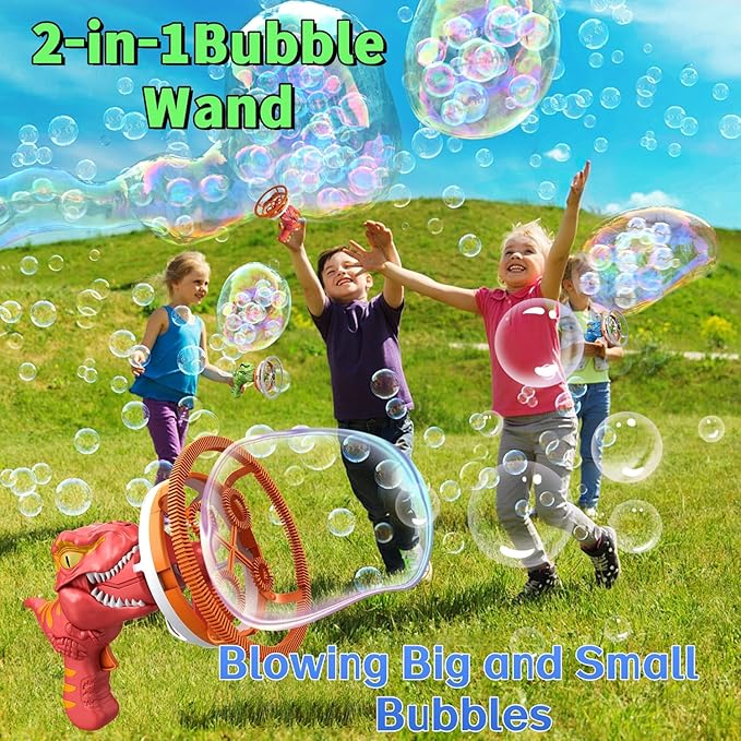 Dino Bubble Gun Bubble Machine for Dinosaur Bubble Blower Toy for Kids and Toddlers Bubble in Bubble Gun Party Favors Birthday for 3 4 5 6 7 8 9 10+Years Old Boys and Girls (Blue)