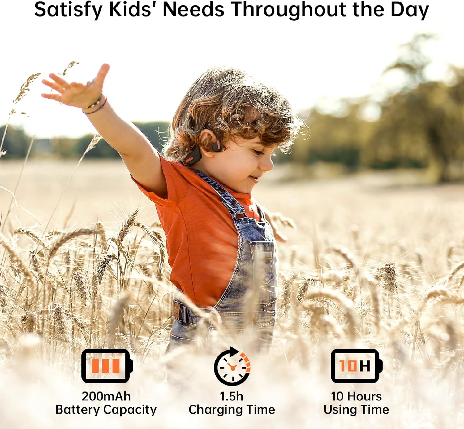 LOBKIN Kids Headphones Open Ear,Bluetooth 5.3 Air Conduction Wireless Lightweight Kids Earbuds IPX5 Waterproof with Microphone for School,Home and Outdoor Activities Gifts for Boys Girls