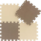 qqpp EVA Rubber 18 Tiles Interlocking Puzzle Foam Floor Mats - Baby Play Mat for Playing | Exercise Mat for Home Workout. Brown, Beige. QC-FJb18N