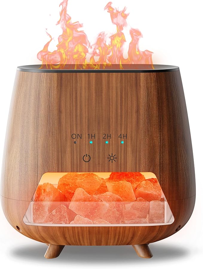 2-in-1 Ultrasonic Aromatherapy Diffuser: Essential Oil Diffuser & Himalayan Salt Lamp, Quiet Scent Diffusers for Home with Cool Mist and Timer Settings