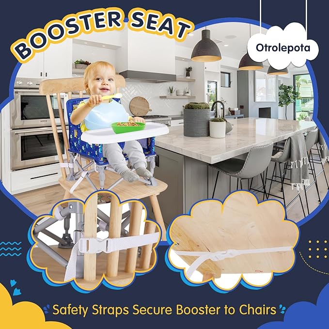 Portable Booster Seat, Toddler Baby Seat with Tray for Dining Table Compact Floor Chair for Camping Lawn Beach Babies Travel 6-36 Months