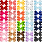 40Pcs 3 inch Hair Bows for Girls Grosgrain Ribbon Toddler Back to School Hair Accessories with Alligator Clips for Baby Girls Kids in Pairs
