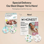The Honest Company Clean Conscious Diapers for Delicate Skin | Up to 100% Leakproof | Hypoallergenic, Fragrance Free | Gender Neutral | Super Club Box, Size 1 (8-14 lbs), 136 Count (Prints May Vary)