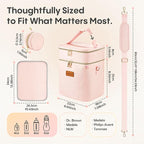Breastmilk Cooler Bag with Ice Pack & Pacifier Case, Large Double Layer Insulated Baby Bottle Cooler Fits 6 Bottles, Breast Pump Storage Bag for Working Nursing Moms, with Gift Box
