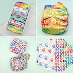 Mama Koala 3.0 Cloth Diapers for Babies, 6 Pack One Size Washable and Reusable Pocket Diapers for Newborns and Toddlers (Rainbow and Love)