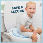 Toddler Potty Training Seat - Toddler Toilet Seat Attachment for Boys & Girls w/Splash Guard, Non-Slip Grip for Secure Fit, Fits Standard Round & Oval Toilets, Storage Hook Included, Blue