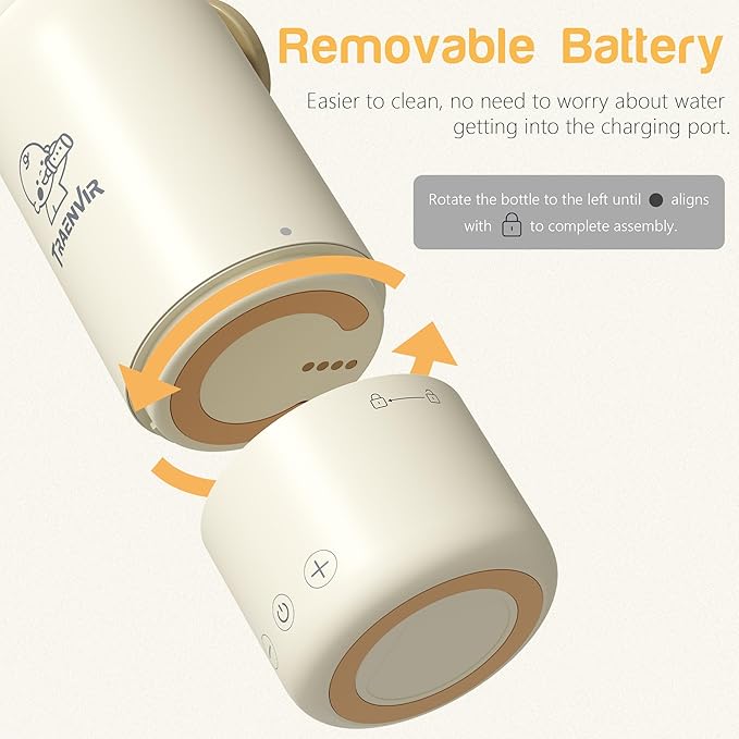 Portable Bottle Warmer for Travel, Removable Bottle Warmer for Formula, Breast Milk & Water, 17oz Large Capacity Baby Milk Warmer with Fast Heating, Baby Bottle Warmer On The Go for Outdoor