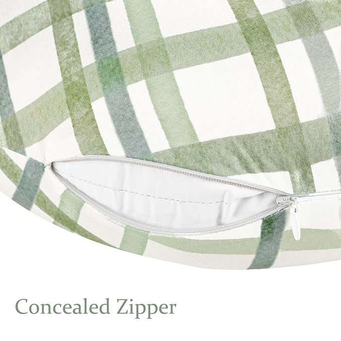 Nursing Pillow Cover, Removable Nursing Covers for Breastfeeding Pillows, Stretchy and Soft Fit for Baby Girls Boys Newborn, Green Grid (Only Cover)