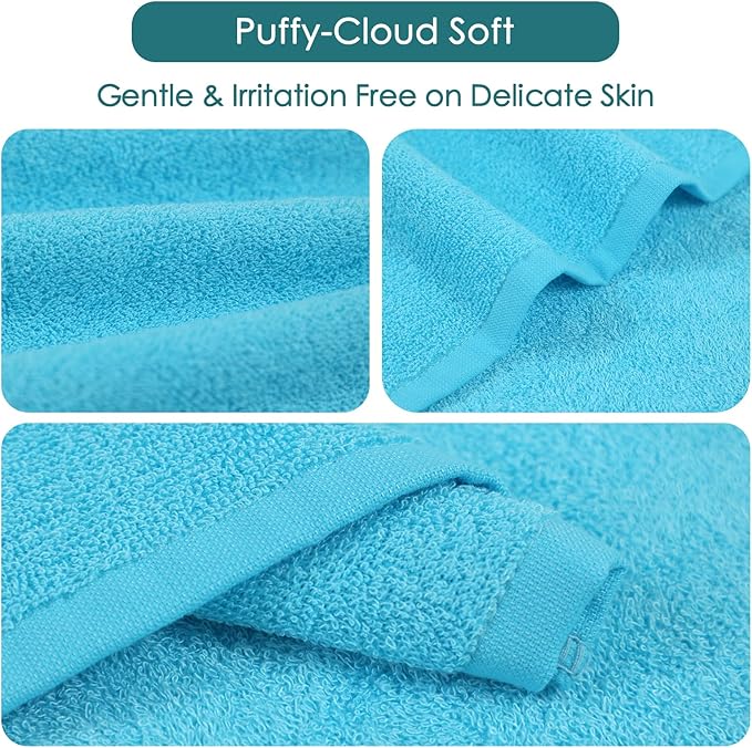 JEFFSUN Baby Washcloths 6 Pack, 10x10 inch Heavenly Soft Blue Wash Cloths for Face and Body, Gentle & Safe Face Towels on Sensitive Skin, Baby Essentials Shower Gifts for Newborn Kid Toddler Children