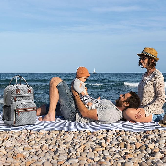 Diaper Bag Backpack Tote with Insulated Pockets for Men Baby Boys Girls Newborn Unisex Tactical Large Capacity, Multifunctional Waterproof Grey