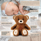 Gemma Joy Bedtime Baby Soothers for Sleep, Cry Activated Heartbeat Stuffed Animal for Baby, Newborn, Calming Light, Lullaby Music, White Noise, Shush, Mother’s Heartbeat - (Brown Bear, Rechargeable)