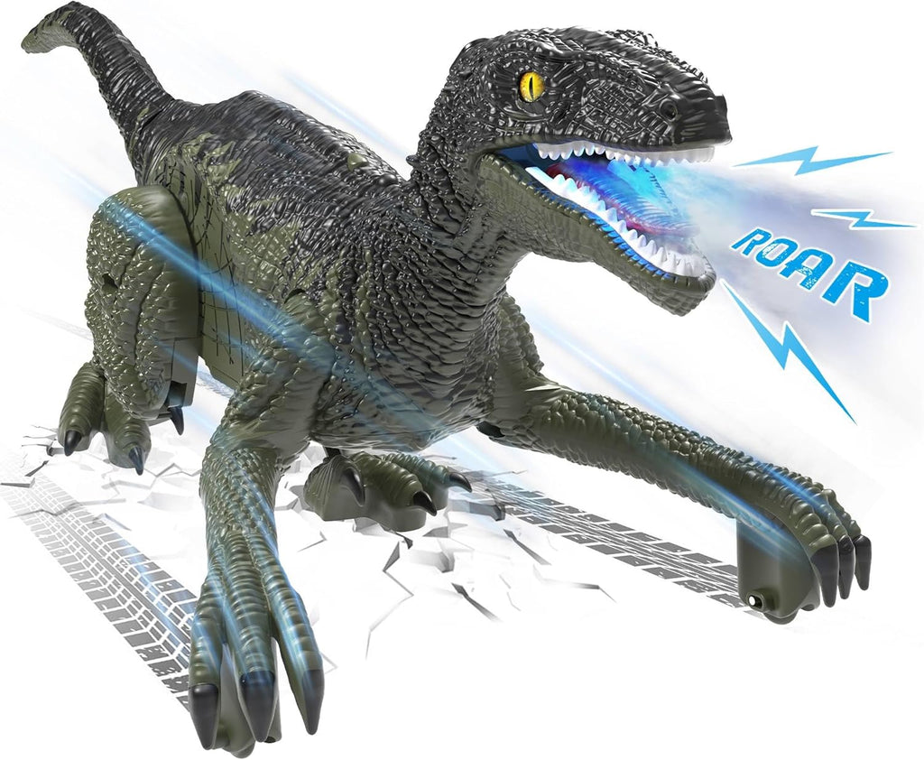 Eulogia RC Dinosaur Car for Kids, Walking Dinosaur Toy with 2-in-1 Remote, Gesture-Sensing & Remote Control Dino Car with Light, Spray, Roaring Sound, Robot Dino Pet Toys Gift for Boys Girls