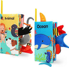BARMACO Baby Soft Books, Touch and Feel Crinkle Cloth Books for Babies, Infants & Toddlers, Learning Toys Gifts for Boys & Girls, Early Development Interactive Sensory Toys, Ocean Animal Tails Books