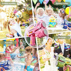 2 Pack Bubble Guns for Kids, Rechargeable LED Light Up Dinosaur Bubbles Machine Blower with 4 Bottles Refill Solution for Toddlers 4-8, Wedding Party Birthday Gift