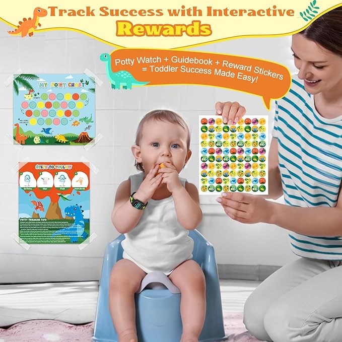 Toddler Potty Training Set – Potty Training Watch with Musical/Vibration Alerts, Fun Board Book, Progress Chart & Reward Stickers – Interactive Toilet Learning Kit for Boys and Girls Ages 2-6