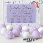 EvolutionUSA Lavender Dreams Bath Bombs for Women, 12 Organic Flower Bath Bombs, Soft Lavender Bath Bombs, Womens Bath Bombs Gift, Lush Bath Bombs for Girls, Relaxing Bathbombs, Bath Balls