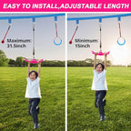 Ninja-Twister Swing Spins Set: Slackline Attachments - 360° Handle Twist-Spin Flips Toy Activate Ninja Powers - Ninja Warrior Accessories - Kids Ninja Hang Toys for Playground Backyard,Pink