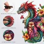 Wooden Puzzles for Adults, Dragon Puzzle Challenge Jigsaw Puzzles 300 Piece (Royal,12.62 in) Thickened Unique Shapes Family Reunion Puzzle, Best Gift for Adults and Kids, Family Game