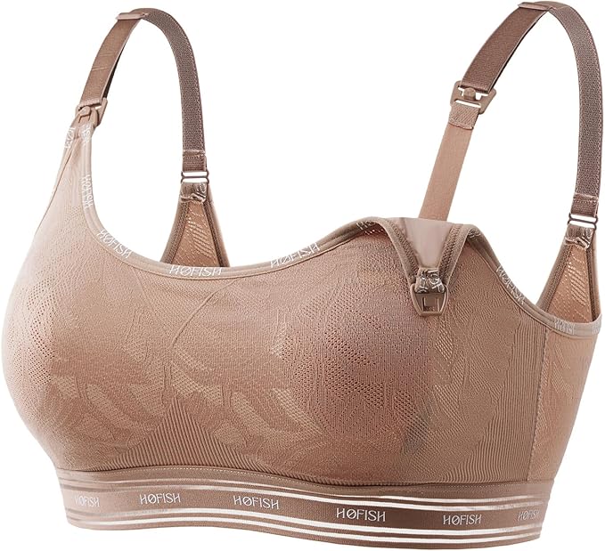 HOFISH Lace Nursing Bras for Breastfeeding, Thin and Breathable Nipple Pad Maternity Bra for Pregnancy
