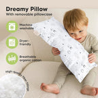 Toddler Pillow with Pillowcase - 10x18 My Little Dreamy Kids Travel Bed Pillows for Sleeping, Organic Cotton Small Pillowcase, Soft & Breathable, Machine Washable, Toddlers 2-5 Years Old (KeaFriends)