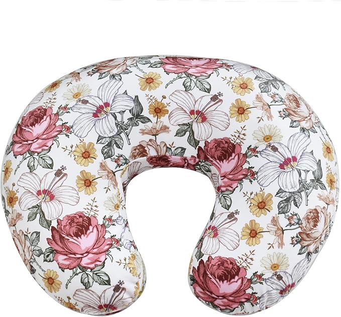 iEvolve Minky Nursing Pillow Cover Breast Feeding Pillow Cover Slipcover U Shape for Baby Boy Girl,Cover Only(Flora)