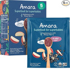 Amara Organic Baby Food - Stage 2 - Applesauce & Maqui Berry - Baby Cereal to Mix With Breastmilk, Water or Baby Formula - Shelf Stable Baby Food Made from Organic Fruit - 5 Pouches, 3.5oz Per Serving