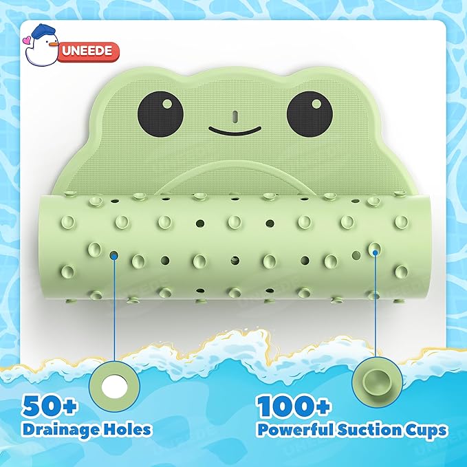 UNEEDE Kids Bathtub Mat Non Slip Shower Mat for Toddlers, Washable Anti Slip Tub Surface, Soft Rubber Mat for Bathtub Shower, Waterproof Bathtub Essentials for Children
