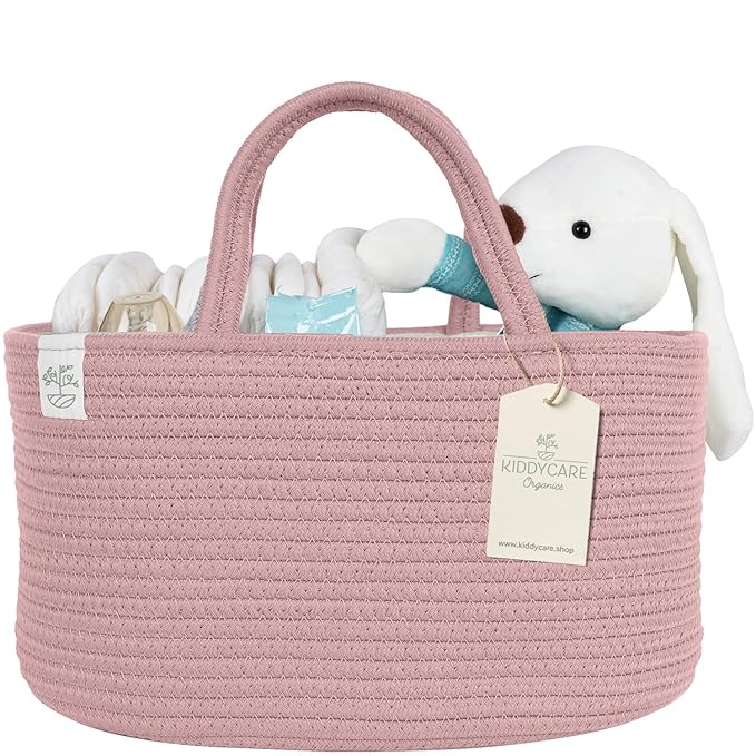 KiddyCare Diaper Caddy Nappy Organiser Changing Basket (Pink)