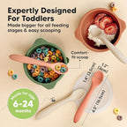 KeaBabies Silicone Baby Spoons, Self Feeding 6-12 months - 3-Pack Baby Weaning Eating Utensils, Toddler First Food Training Spoon, Infant, Kids Feeding Supplies Essential Set,Dishwasher-safe (Roseate)