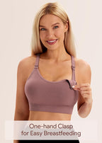 Angelhood Nursing Bras for Breastfeeding, Ribbed Nursing Sports Bra Yoga Maternity Bras Pregnancy Sleep Bralette